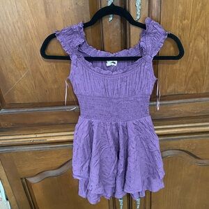 Purple Sleeveless Ruffle Dress